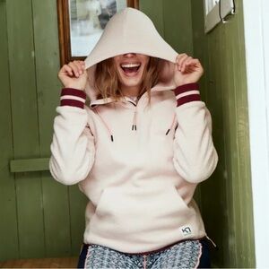 Kari Traa NWT Rothe Hoodie In Beige Fleece Zip Sides Sz.XL Cozy Loungewear
